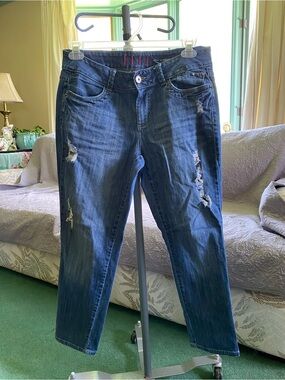 Elle Distressed Dark Blue Boyfriend Jeans